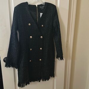 Brand new Gracia Black V Neck tweed dresss size large